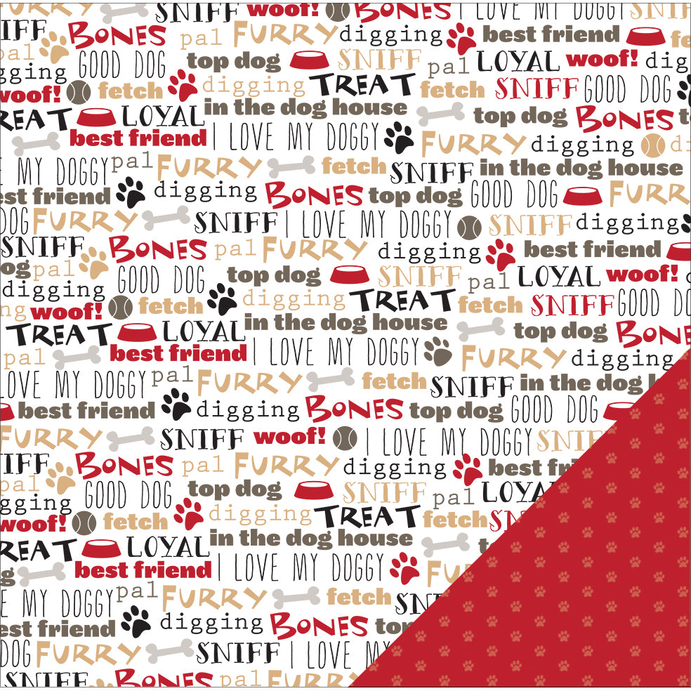 American Crafts Animal Double-Sided Cardstock 12"X12" - Dog Sentiments
