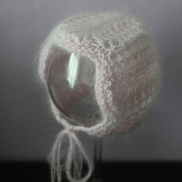 #101 Angora lace fan bonnet