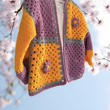 Puff Flower Crochet Cardi