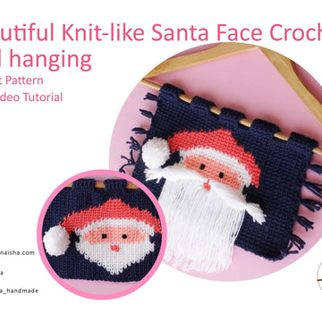 Beautiful Knit-like Crochet wall hanging with Santa Face with Waistcoat stitch VIDEO tutorial