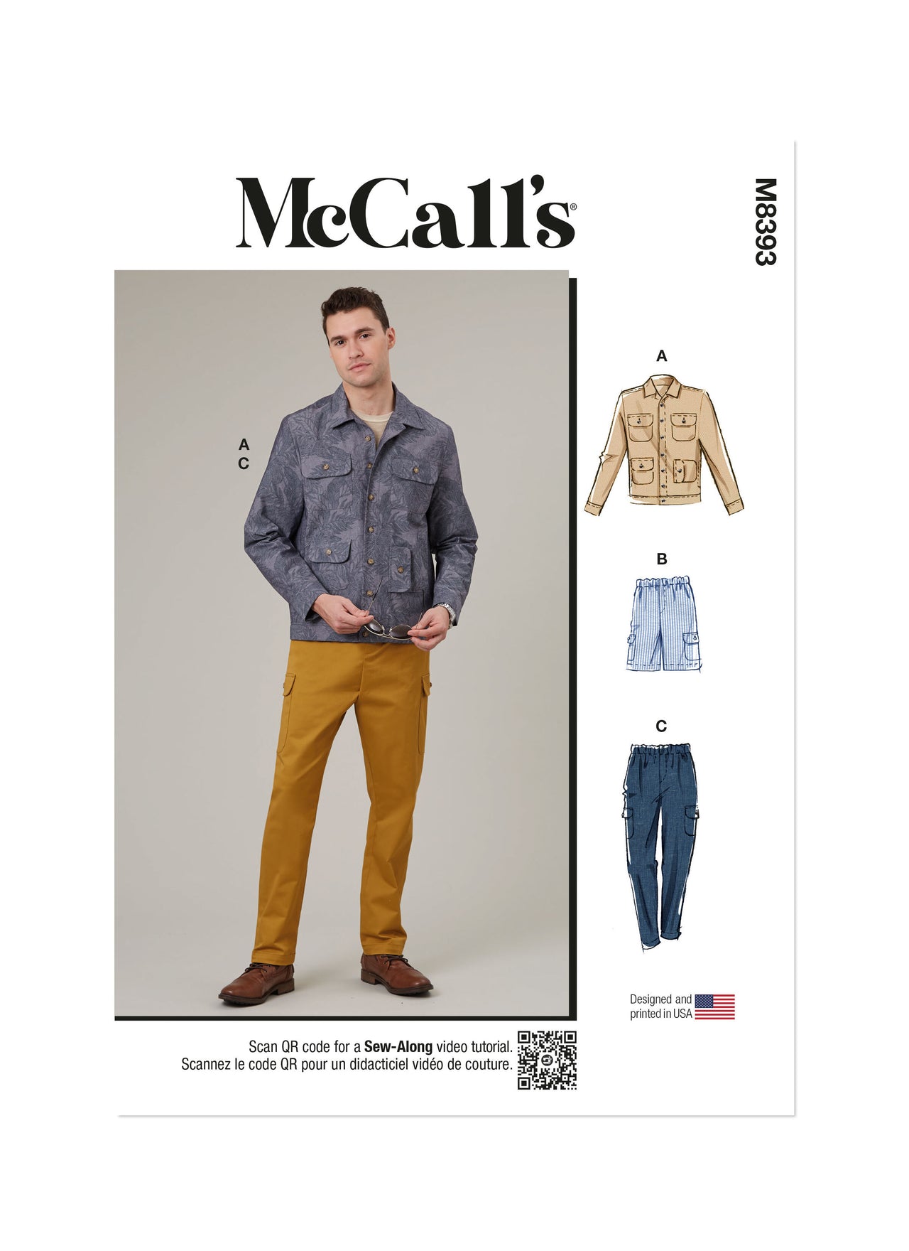McCall's Men's Jacket, Shorts and Pants M8393 - Sewing Pattern