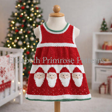 Santa Snowfall Dresses Knitting Pattern P131 | 6 Months – 7 Years | Elizabeth Primrose Patterns