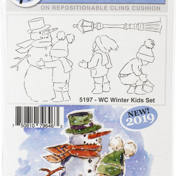 Art Impressions Watercolor Cling Rubber Stamps - WC Winter Kids