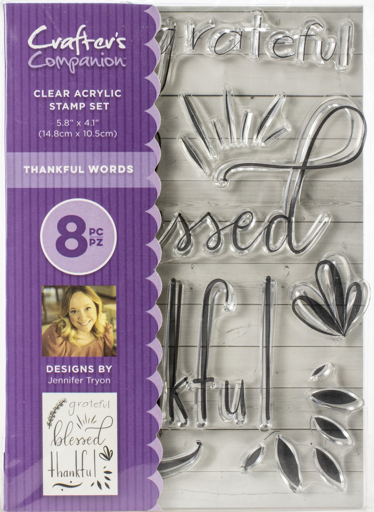 Crafter's Companion Clear Acrylic Stamp Set - Thankful Words