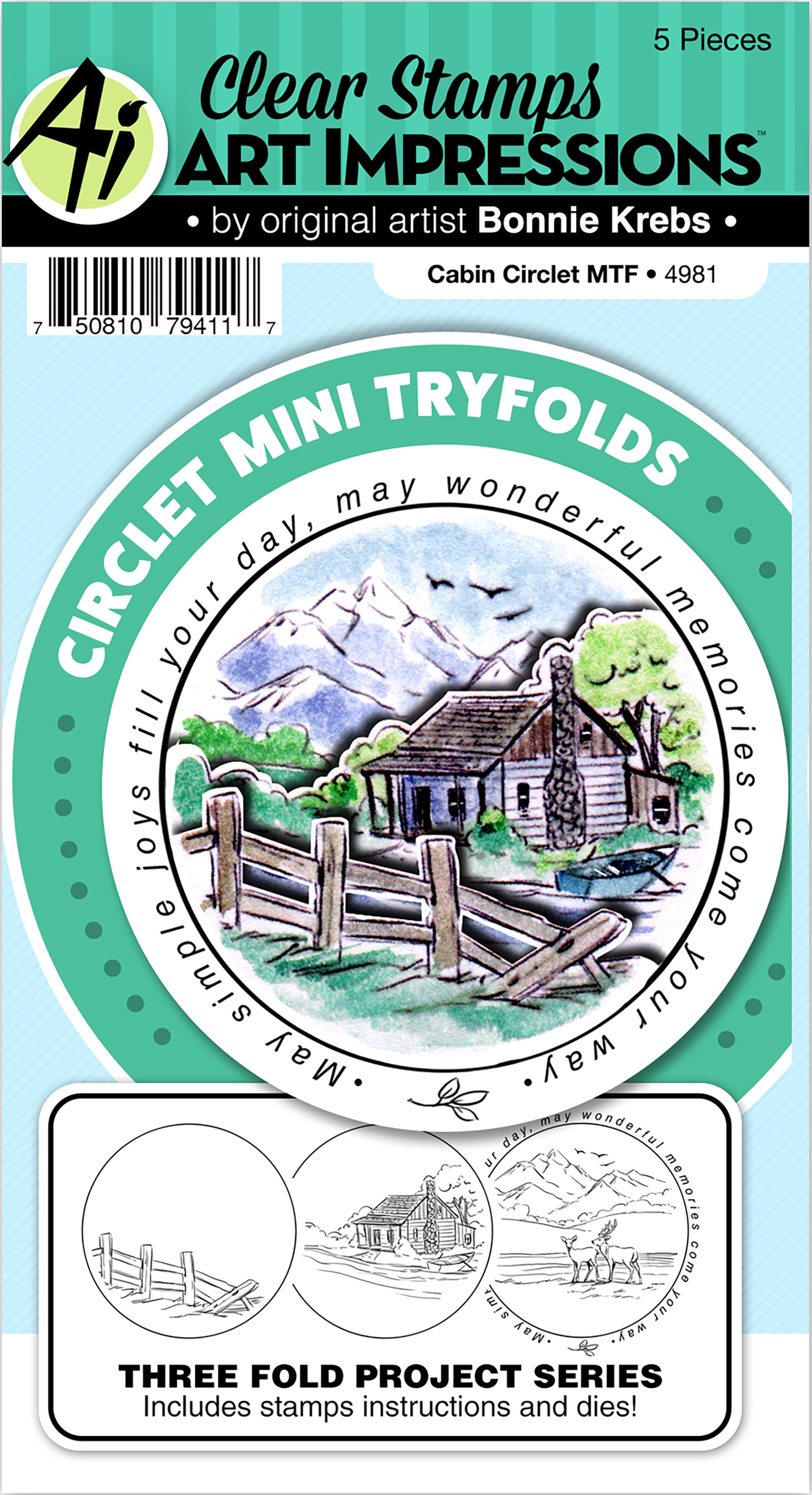 Art Impressions Circlet Mini TryFolds Stamp & Die Set - Cabin