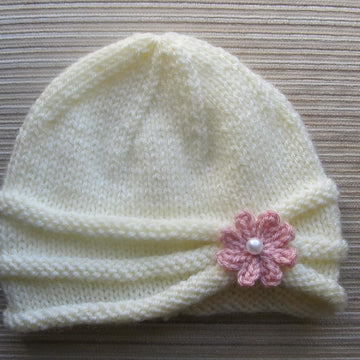 Rolled Brim Hat with a Flower for a Baby (6-9 Months) and Toddler ( 2-4 Years)