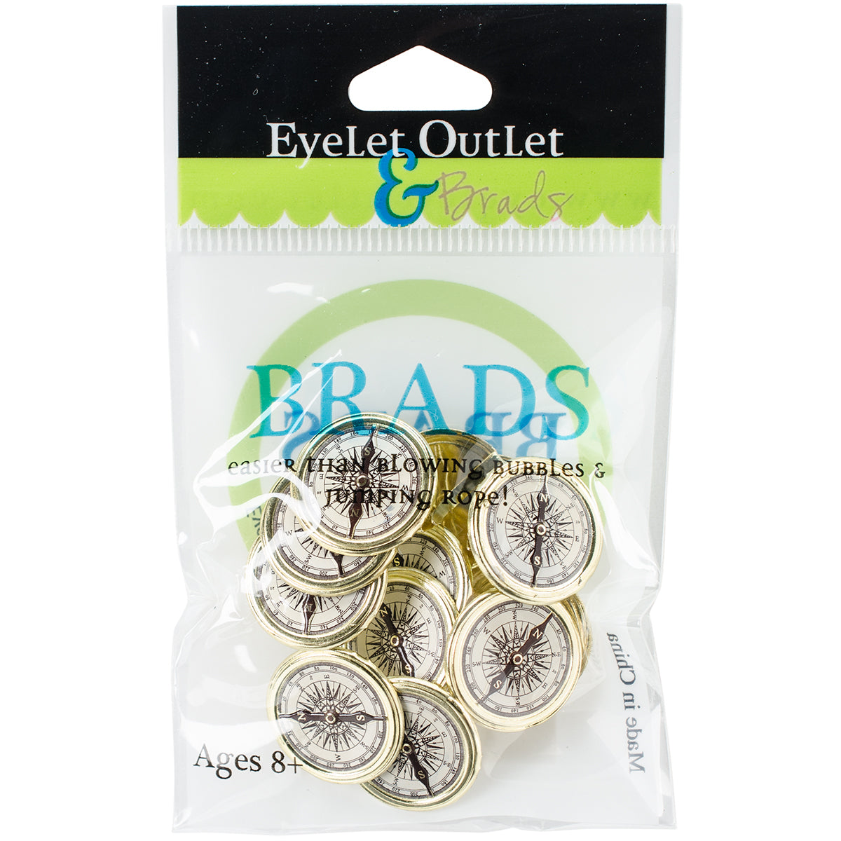 Eyelet Outlet Shape Brads 12/Pkg - Compass