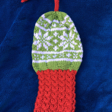 Knitted Christmas golf club covers