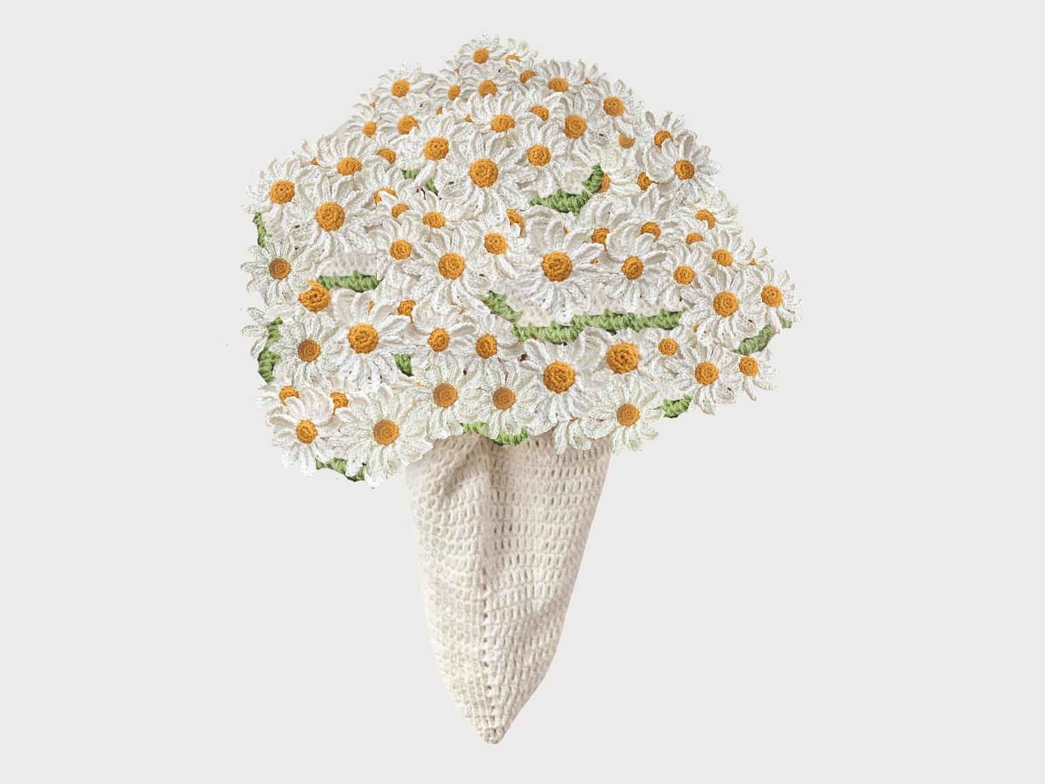 Daisy Flower Bouquet Crochet Blanket