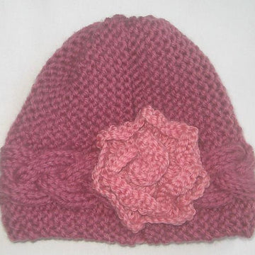 Cable Hat with Flower