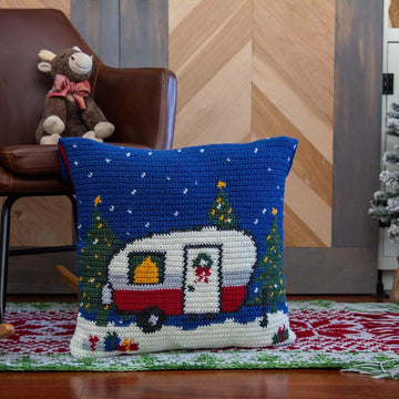 Holiday Camper Crochet Pillow