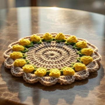 Crochet Round Coaster Pattern PDF + Video Tutorial – Easy Beginner Crochet Table Decor