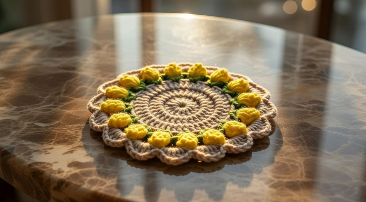 Crochet Round Coaster Pattern PDF + Video Tutorial – Easy Beginner Crochet Table Decor