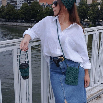 Crossbody phone raffia bag