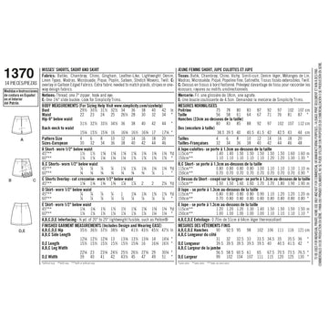 Simplicity Women's Shorts, Skort and Skirt 1370 - Sewing Pattern
