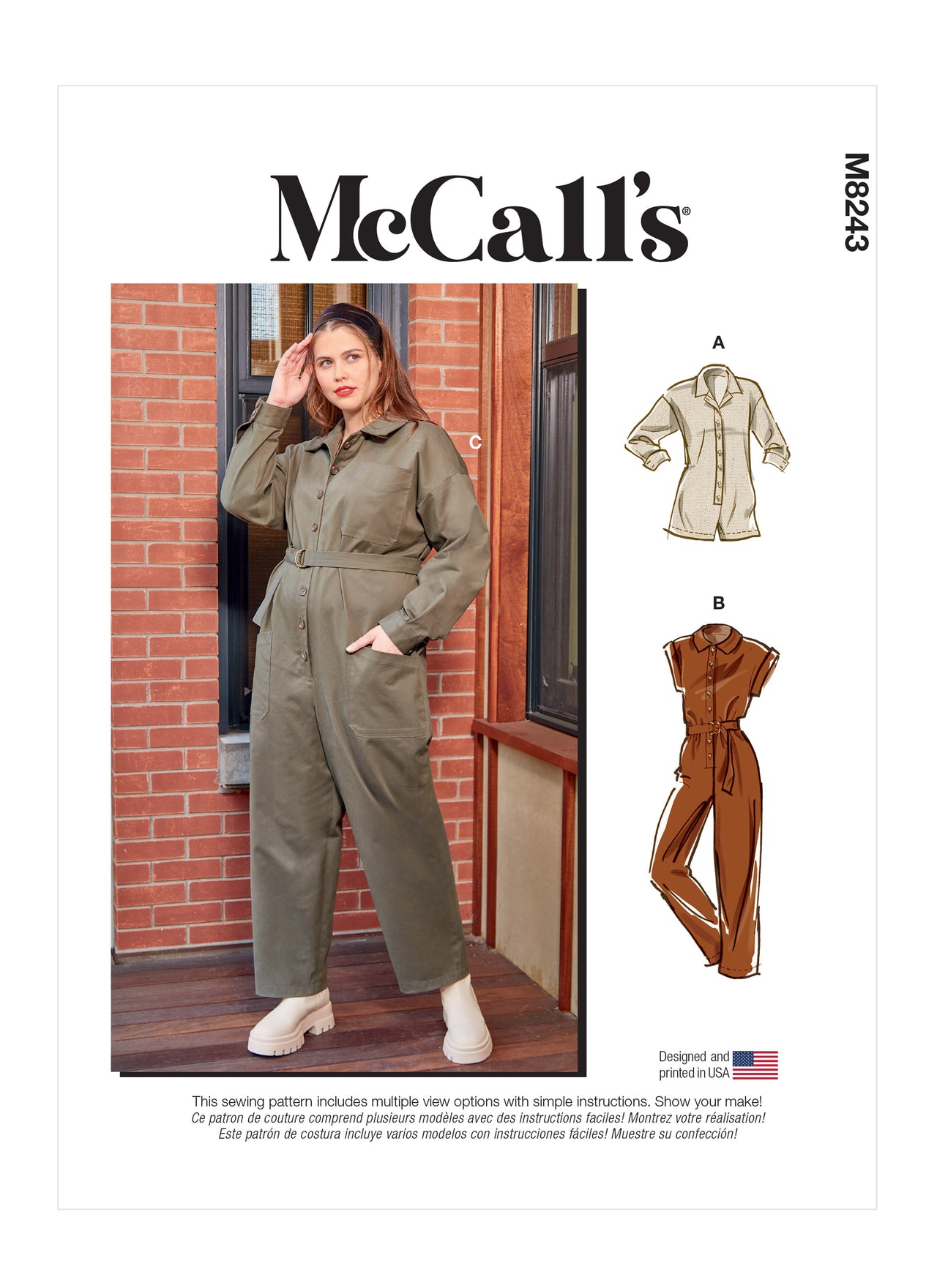 McCall's Misses' and Women's Romper, Jumpsuits and Belt M8243 - Sewing Pattern