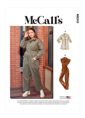 McCall's Misses' and Women's Romper, Jumpsuits and Belt M8243 - Sewing Pattern