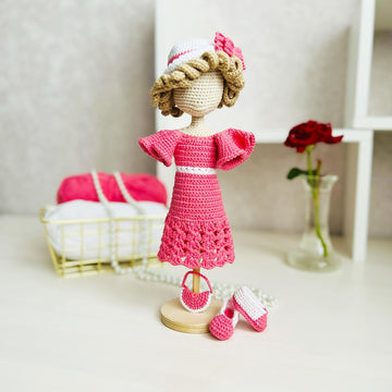 Crochet doll pattern, Amigurumi doll, crochet doll clothes, Miss 1930s