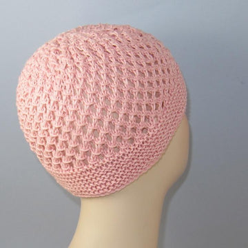 Button Up Lace Beanie Circular knitting pattern
