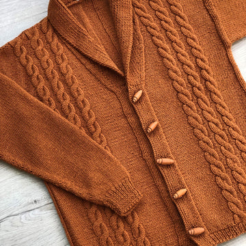 Roll Collar Jacket with Cables
