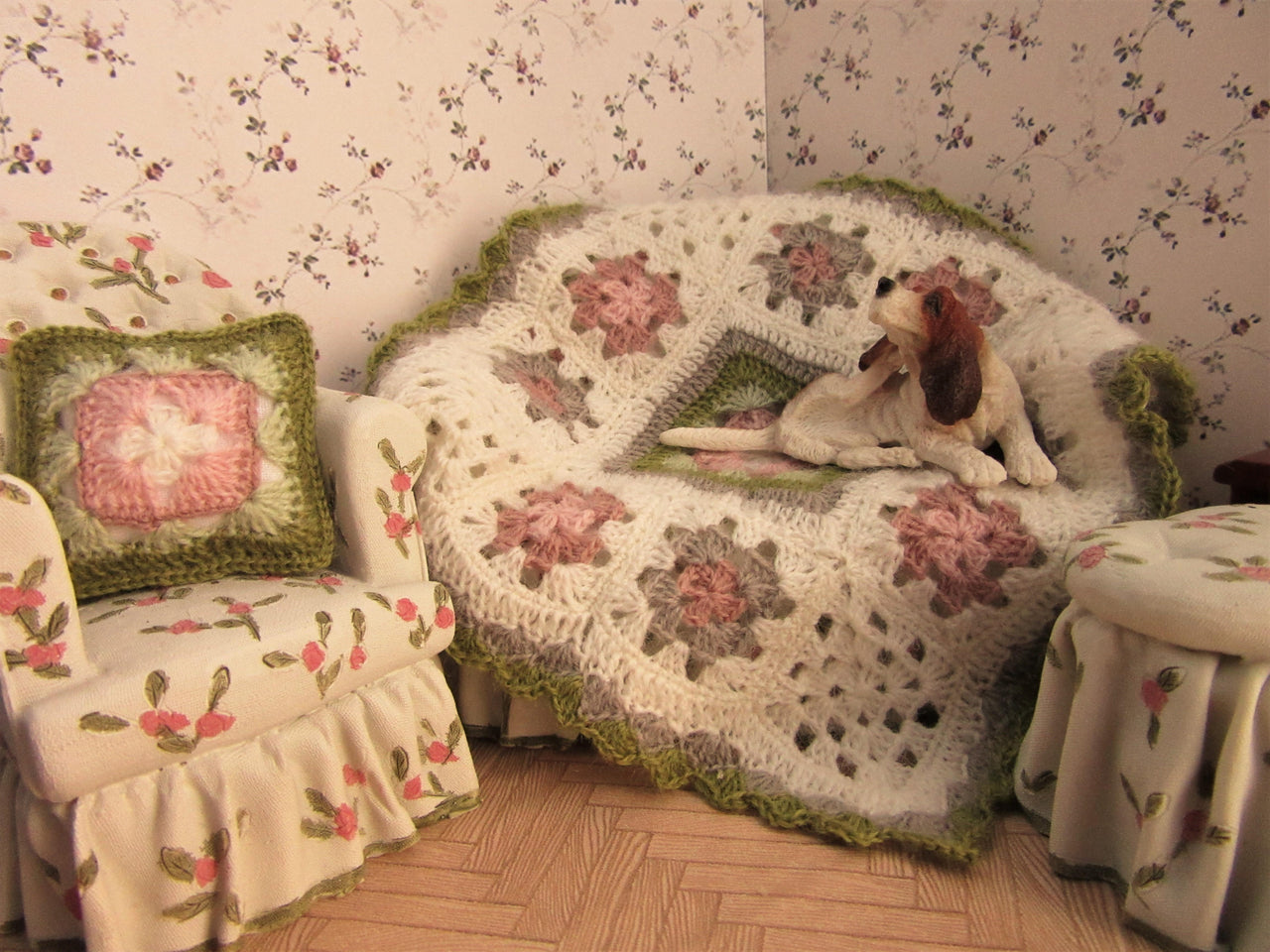 1:12th scale shabby chic throw