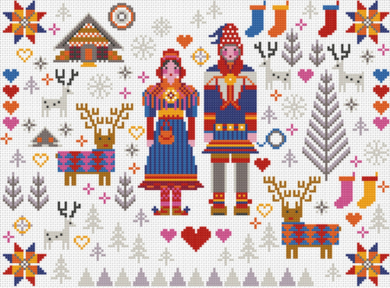 Riverdrift House Saami Folkies Sampler Cross Stitch Kit