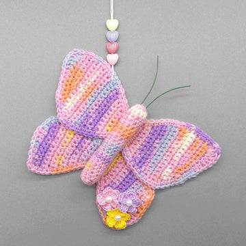 Butterfly hanging decoration - simple made from scraps of yarn