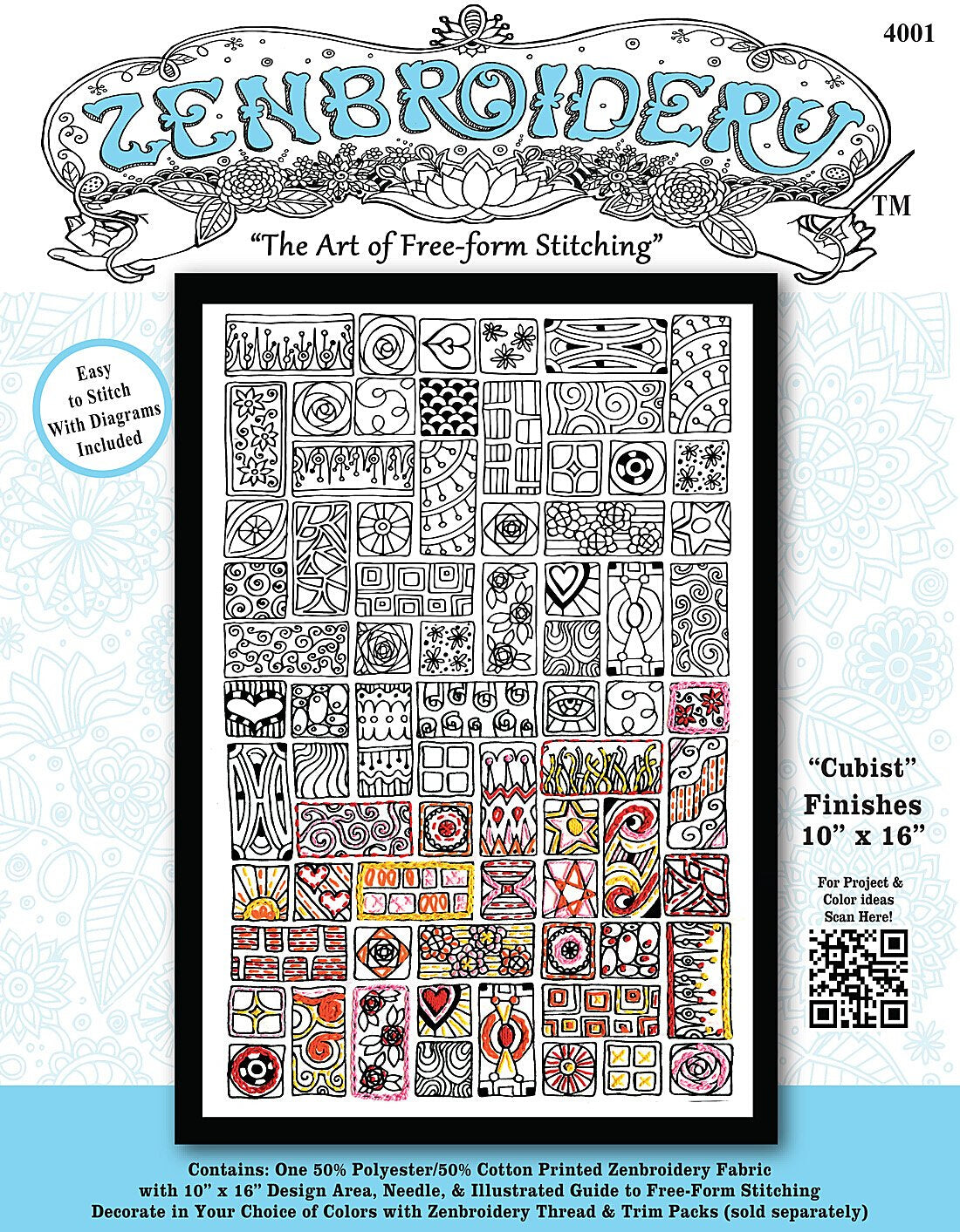 Design Works Cubist Zenbroidery Kit - 25.5 x 40.5cm