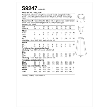 Simplicity Misses' Bolero, Corset, Skirt S9247 - Sewing Pattern