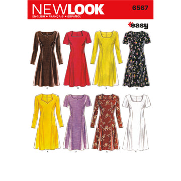 New Look Misses' Dresses 6567 - Paper Pattern, Size A (6,8,10,12,14,16)