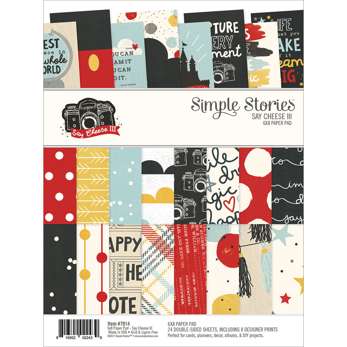 Simple Stories Double-Sided Paper Pad 6"X8" 24/Pkg - Say Cheese III, 8 Designs/3 Each