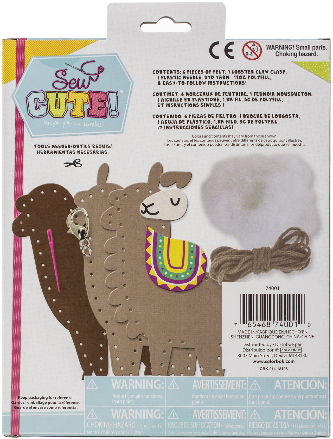 American Crafts Sew Cute! Felt Backpack Clip Kit - Llama