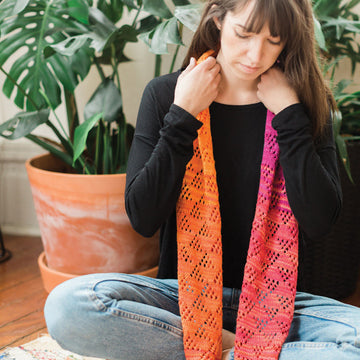Talinum Lace Cowl in SweetGeorgia Party of Five Gradient Mini-Skein Sets - Downloadable PDF
