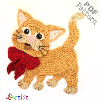 Cat 2 crochet applique pattern