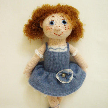 Knitting pattern of a cute ballerina doll, 15 inc, for a girl's Christmas gift