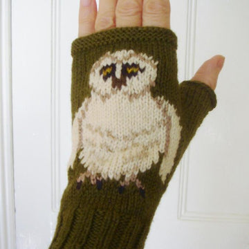 Barn Owl fingerless gloves/mitts