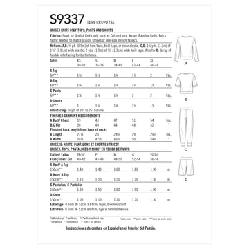 Simplicity Unisex Knits Only Tops, Pants and Shorts S9337 - Paper Pattern, Size A (XS-S-M-L-XL)