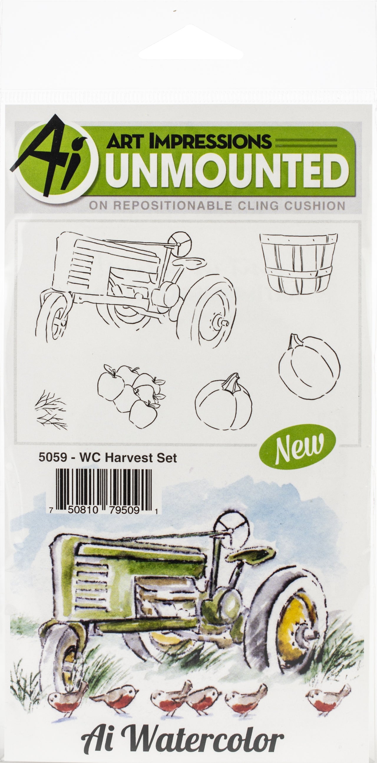 Art Impressions Watercolor Cling Rubber Stamps - Harvest