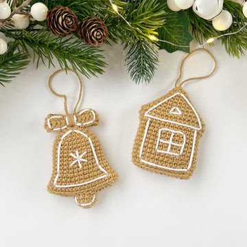 Crochet Christmas gingerbread ornaments pattern Amigurumi holiday decor