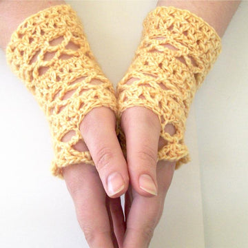 Mesh lace and split dc Fingerless gloves