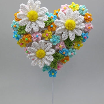 Willow deco with daisies - easy from scraps of yarn