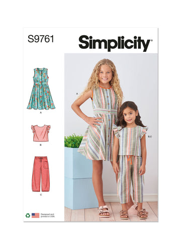 Simplicity Children's and Girls' Dress, Top and Pants S9761 - Sewing Pattern