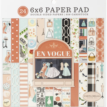Echo Park Paper Carta Bella Double-Sided Paper Pad 6"X6" 24/Pkg - En Vogue, 12 Designs/2 Each