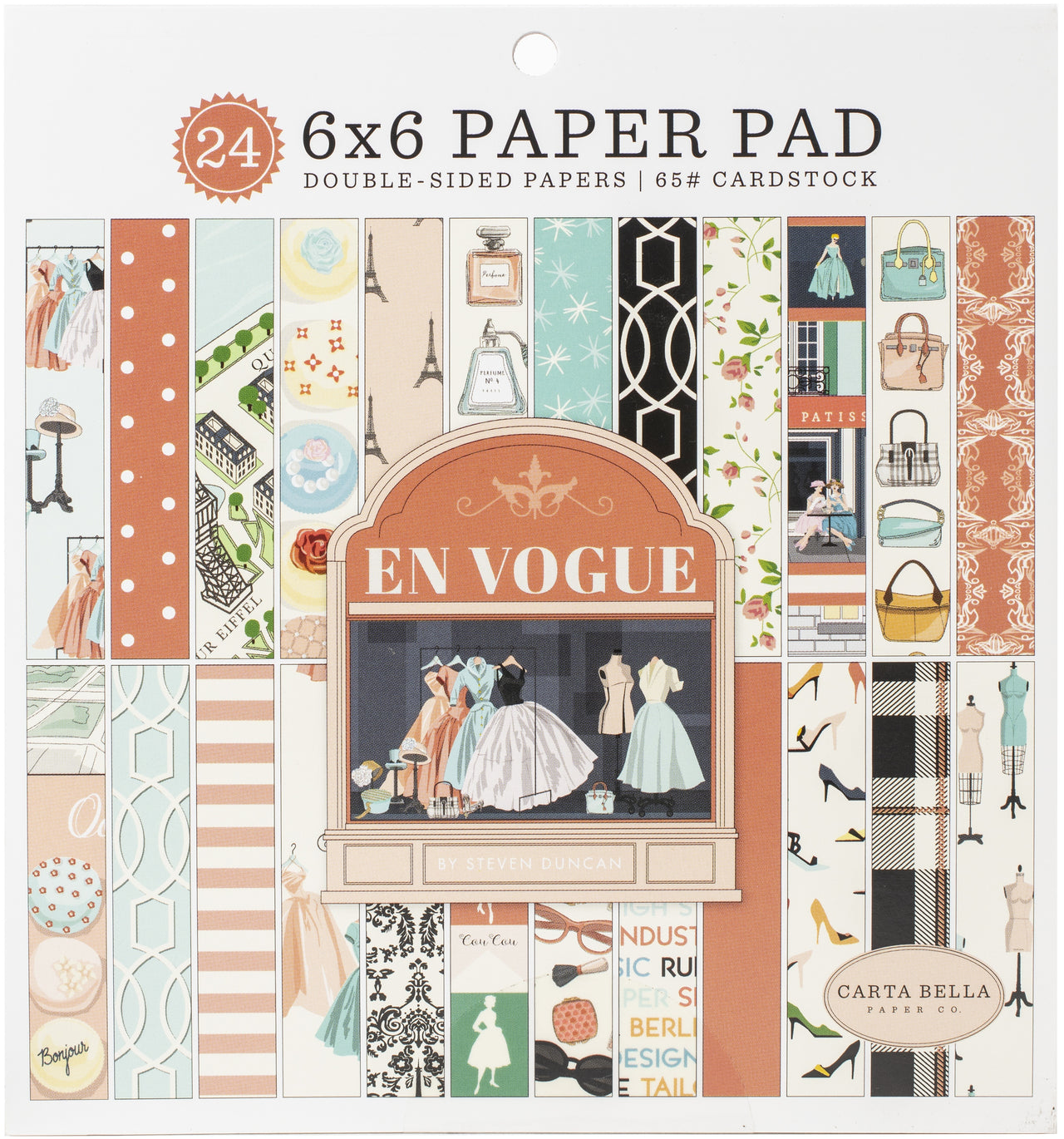 Echo Park Paper Carta Bella Double-Sided Paper Pad 6"X6" 24/Pkg - En Vogue, 12 Designs/2 Each