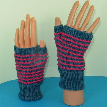 Stripe Pattern Fingerless Gloves