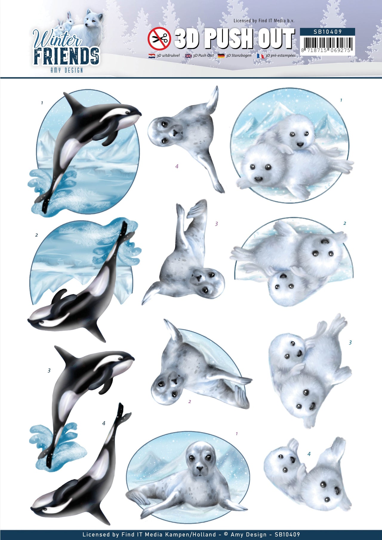 Find It Trading Amy Design Punchout Sheet - Sparkling Sealife, Winter Friends