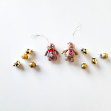 Tiny Gingerbread Man & Woman Christmas Decoration