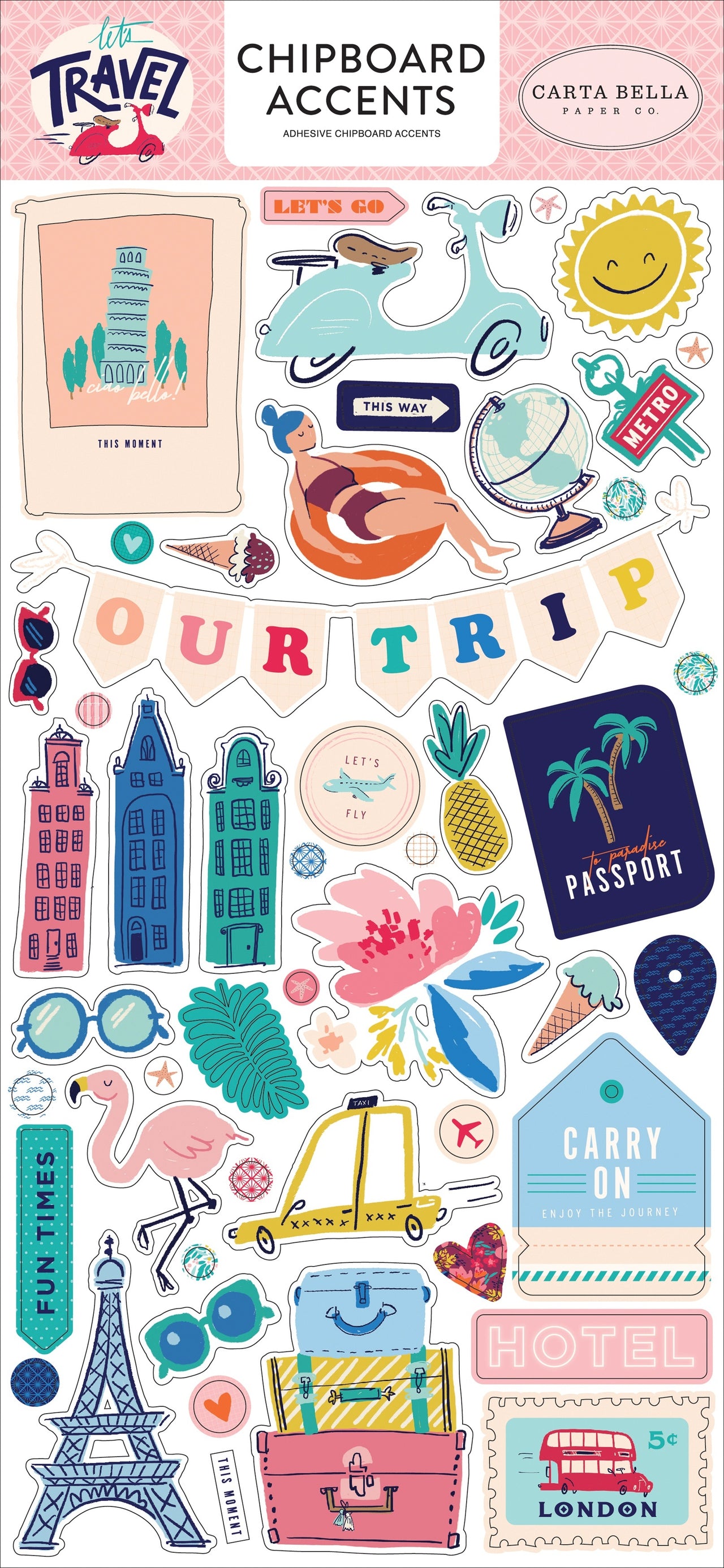 Echo Park Paper Let's Travel Chipboard 6"X13" - Accents