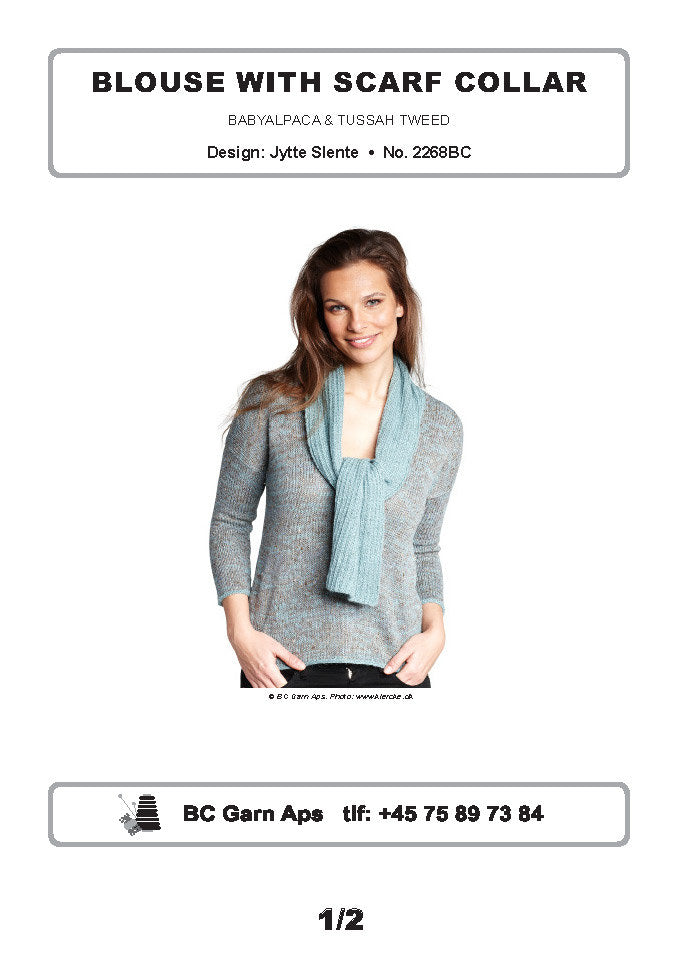 Blouse with Scarf Collar in BC Garn Baby Alpaca & Tussah Tweed - 2268BC - Downloadable PDF