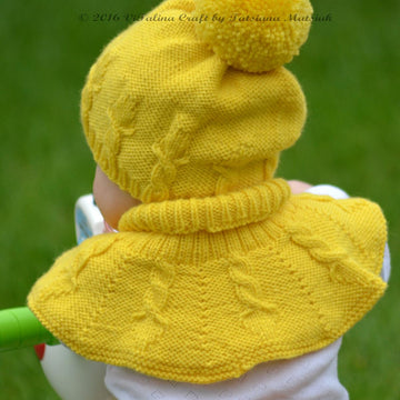 Cable Crown Hat and Cowl Set